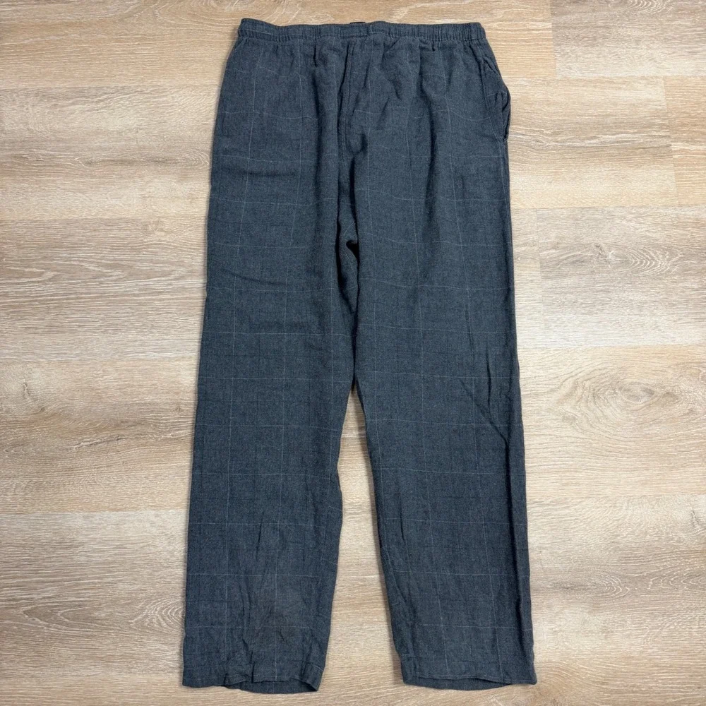 Polo Ralph Lauren Mens Grey Windowpane Plaid Cotton Flannel Pajama Pants Large